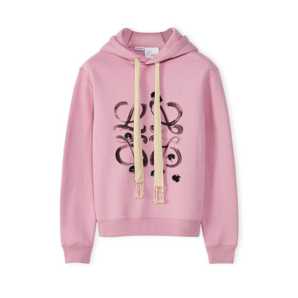 Loewe Spirited Away Susuwatari Motif Anagram Sweatshirt Hoodie Pink Unisex XXS